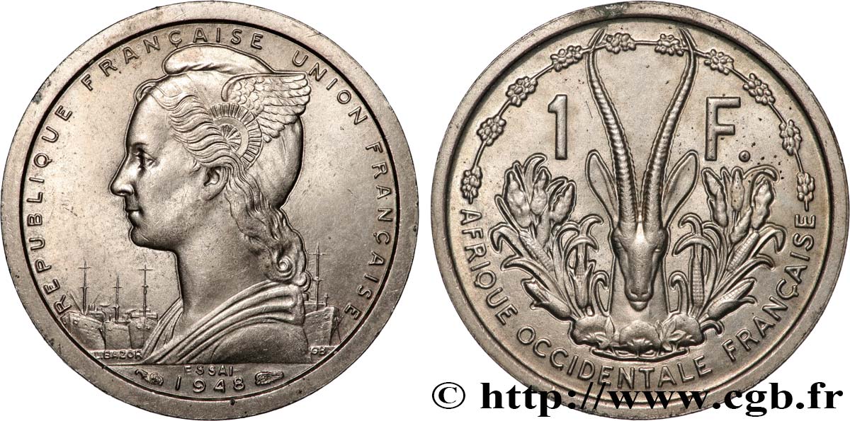 FRANZÖSISCHE WESTAFRIKA - FRANZÖSISCHE UNION Essai de 1 Franc 1948 Paris fST 