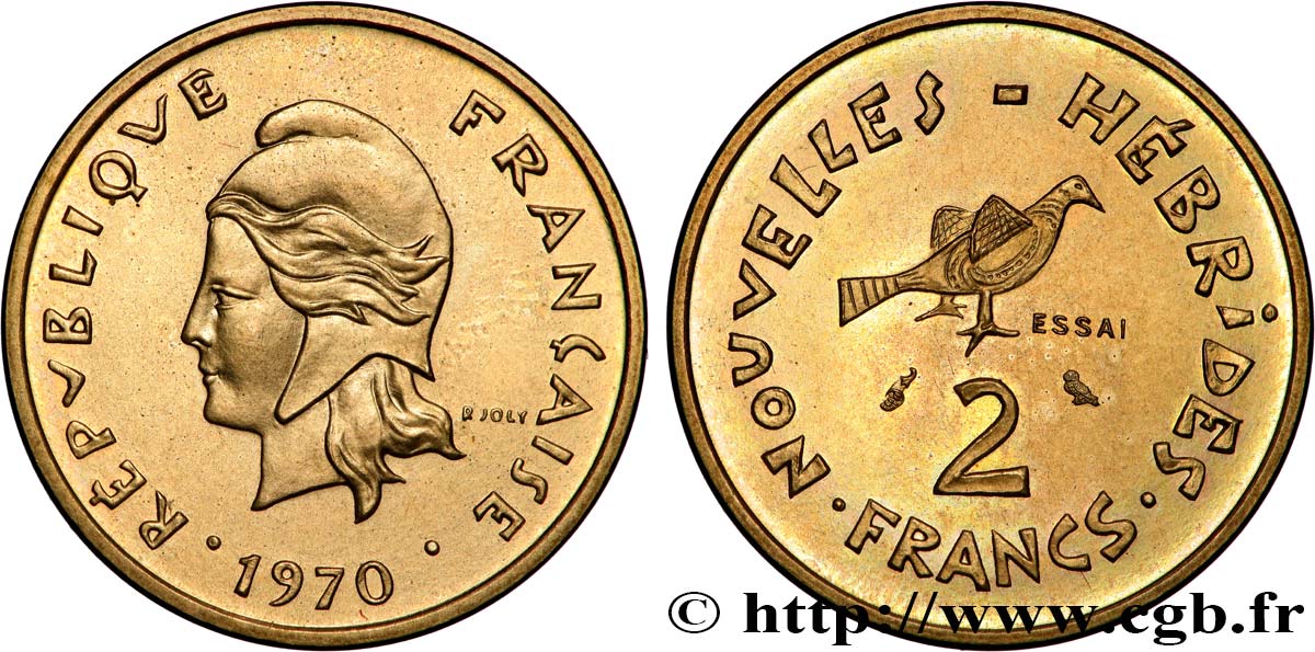 NOUVELLES HÉBRIDES (VANUATU depuis 1980) Essai de 2 Francs 1970 Paris SPL 