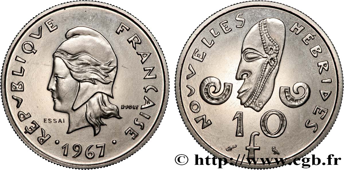 NEUE HEBRIDEN (VANUATU ab 1980) Essai de 10 Francs 1967 Paris fST 