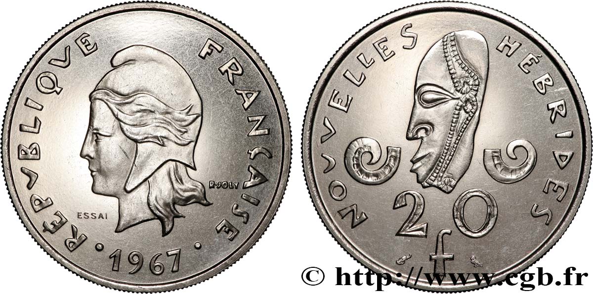 NEUE HEBRIDEN (VANUATU ab 1980) Essai de 20 Francs 1967 Paris fST 