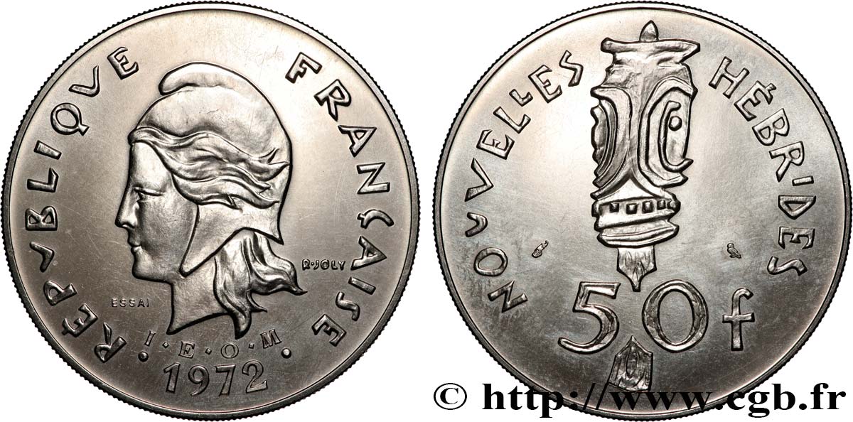 NEW HEBRIDES (VANUATU since 1980) Essai de 50 Francs IEOM 1972 Paris MS 