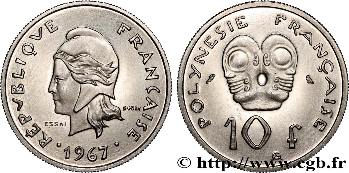 FRANZÖSISCHE-POLYNESIEN Essai de 10 Francs 1967 Paris fST 