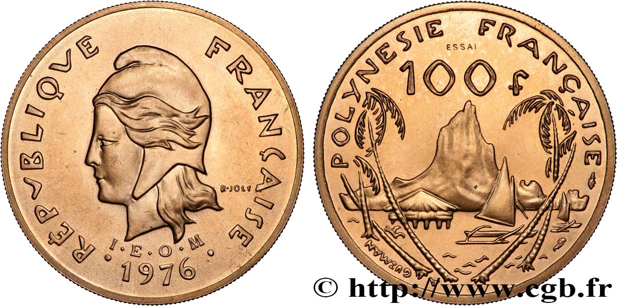 FRANZÖSISCHE-POLYNESIEN Essai de 100 Francs 1976 Paris fST 