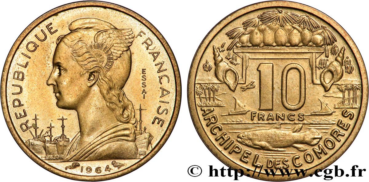 COMORE Essai de 10 Francs 1964 Paris MS 