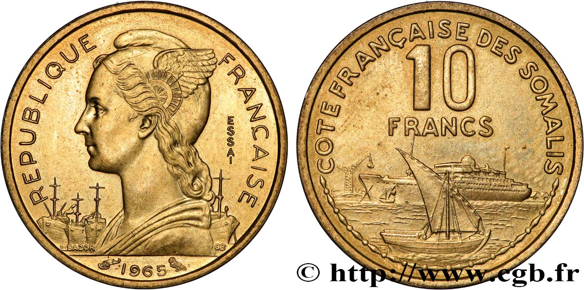 SOMALIA FRANCESE Essai de 10 Francs 1965 Paris MS 