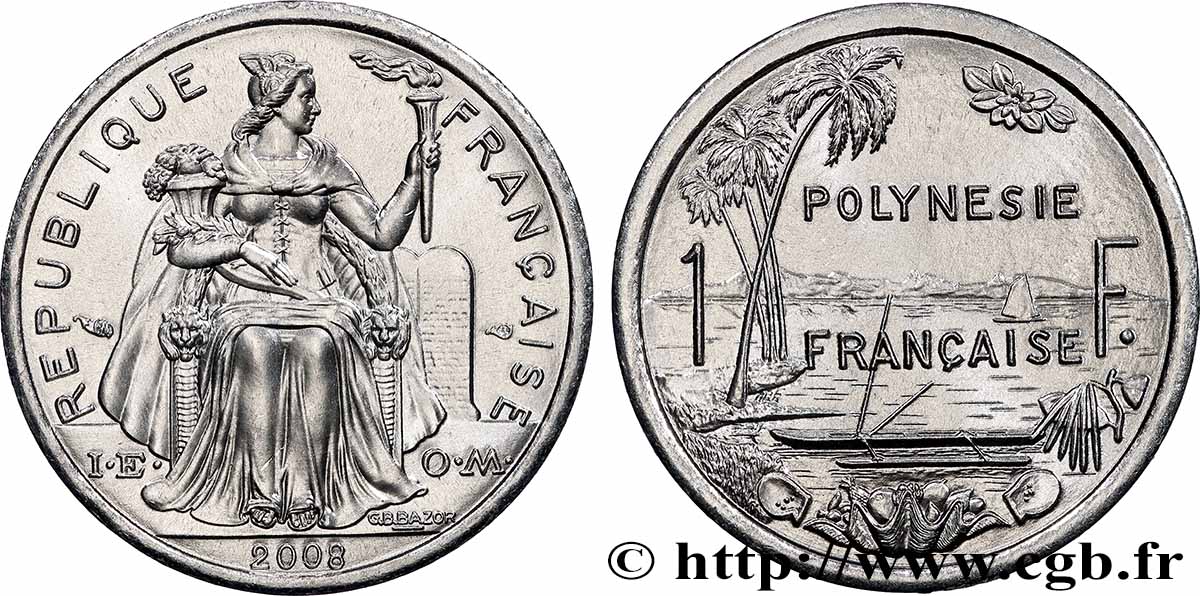 FRANZÖSISCHE-POLYNESIEN 1 Franc I.E.O.M.  2008 Paris ST 