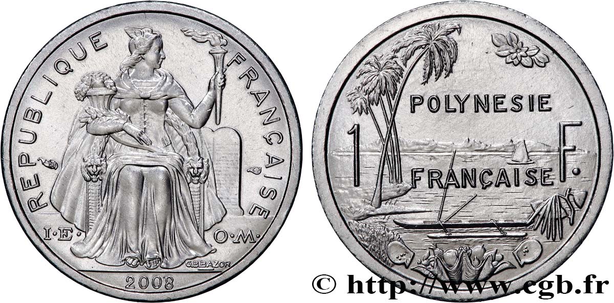 FRANZÖSISCHE-POLYNESIEN 1 Franc I.E.O.M.  2008 Paris ST 