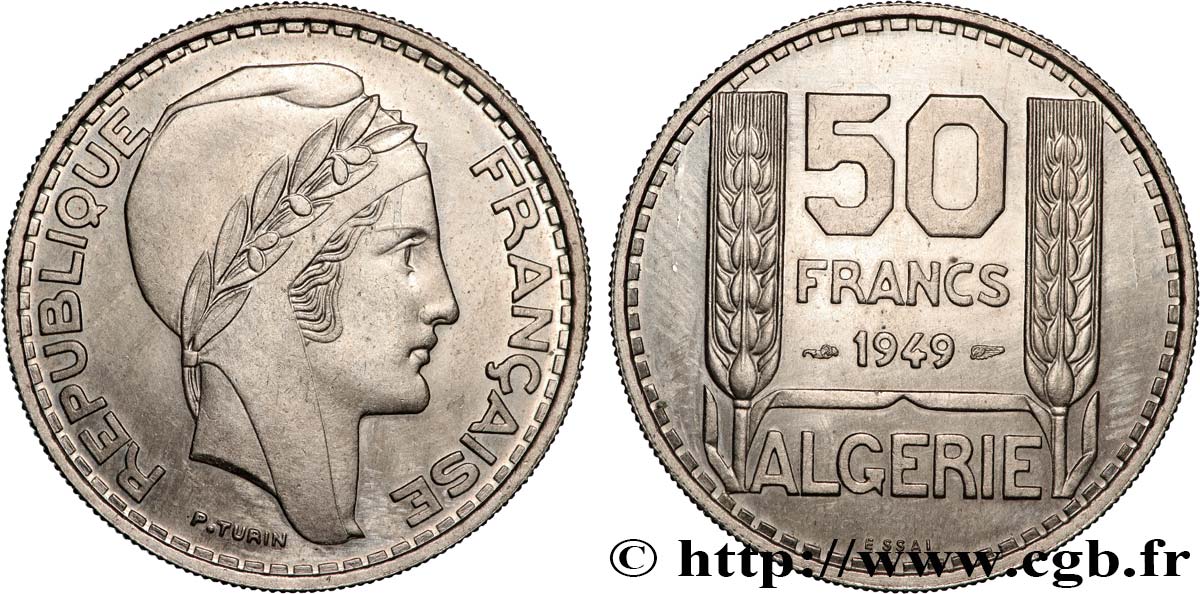 ARGELIA Essai 50 Francs Turin 1949  SC 