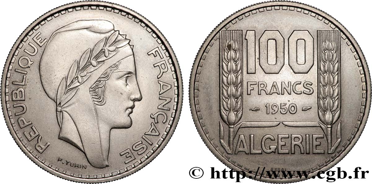 ARGELIA Essai 100 Francs Turin   1950  SC 