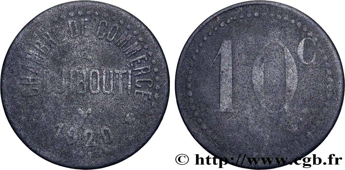 DSCHIBUTI 10 Centimes Chambre de Commerce de Djibouti 1920 DJIBOUTI fS 