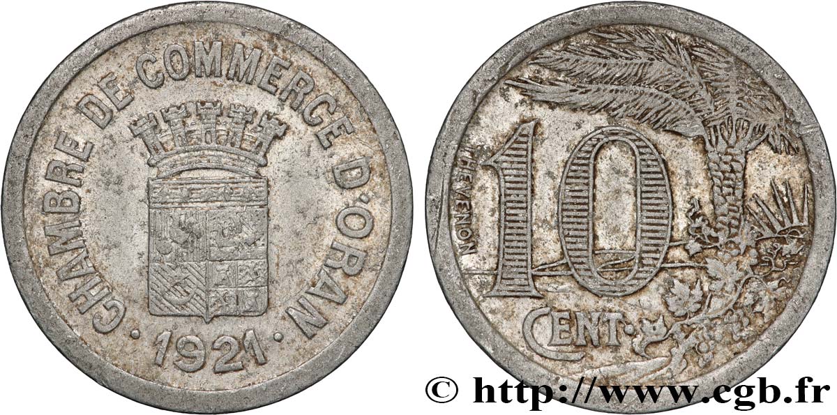 ARGELIA 10 Centimes Chambre de commerce d’Oran 1921 ORAN MBC 