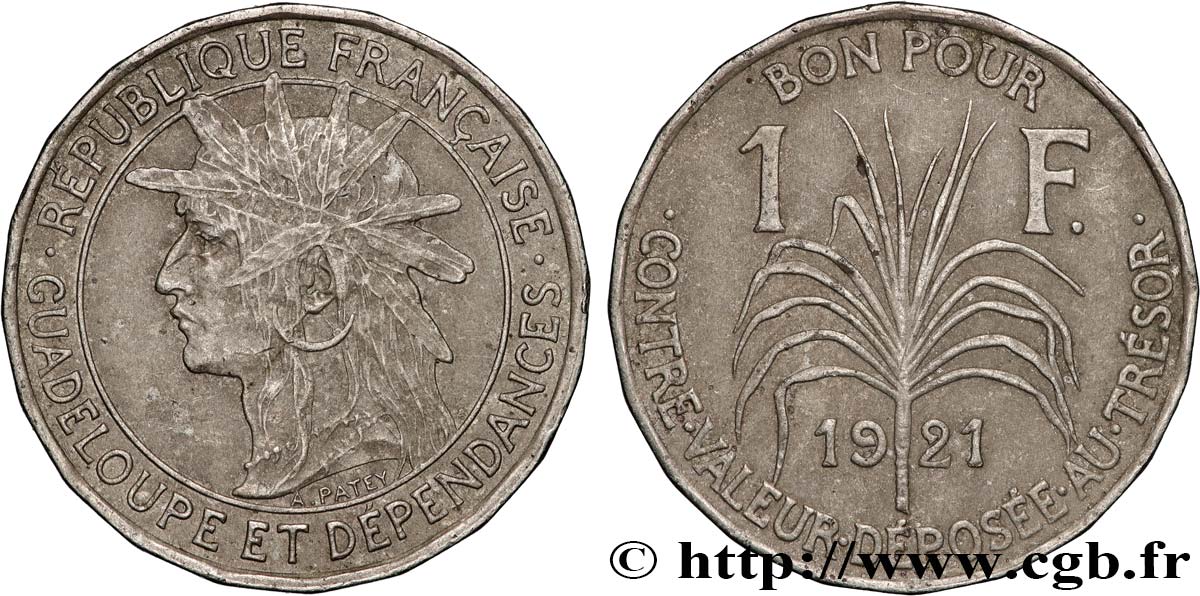 GUADELUPA Bon pour 1 Franc 1921  BB 