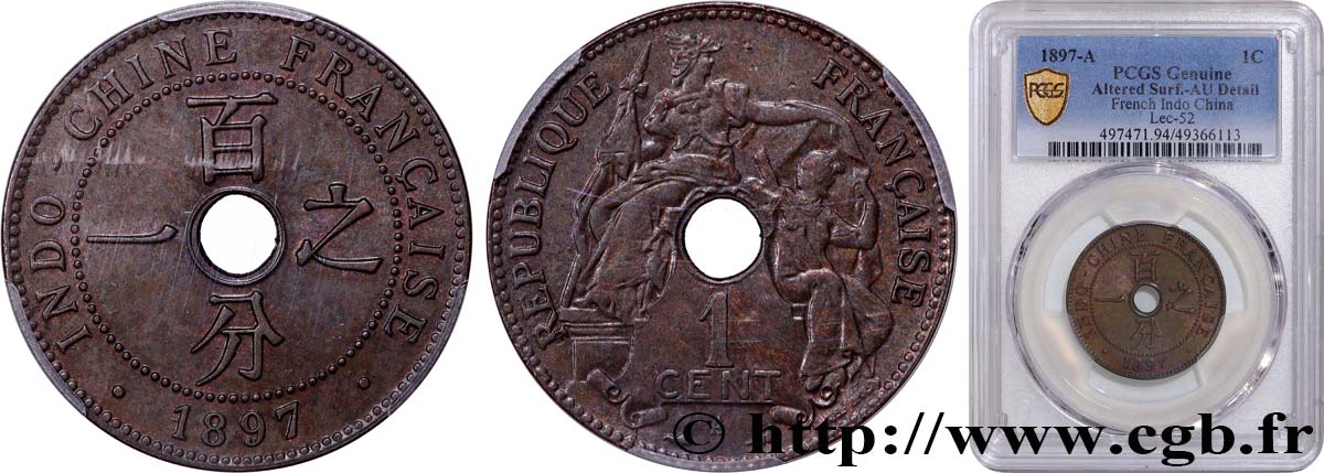 FRENCH INDOCHINA 1 Centième 1897 Paris AU PCGS