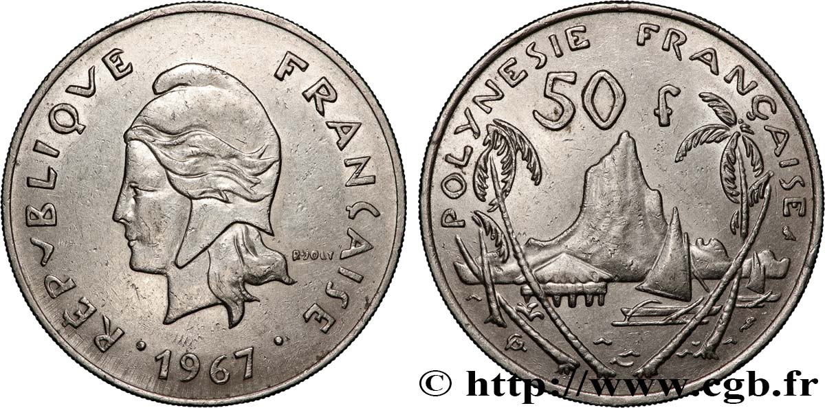 FRENCH POLYNESIA 50 Francs I.E.O.M. 1967 Paris AU 