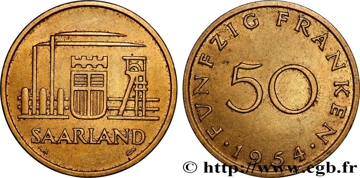 SAARLAND 50 Franken 1954 Paris fVZ 