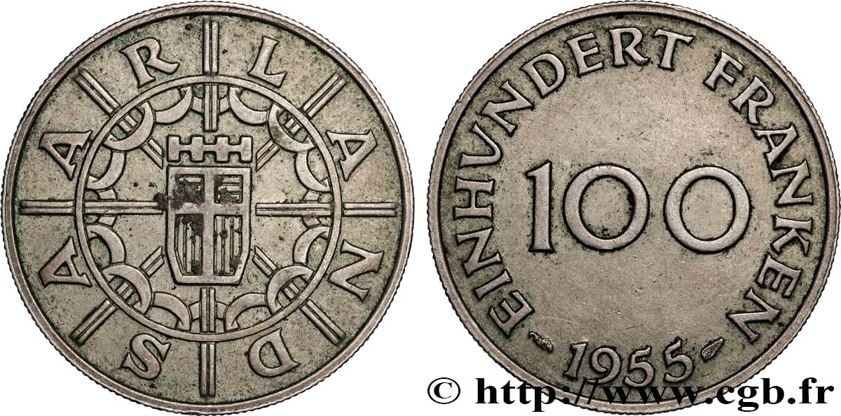 SAARLAND 100 Franken 1955 Paris fVZ 