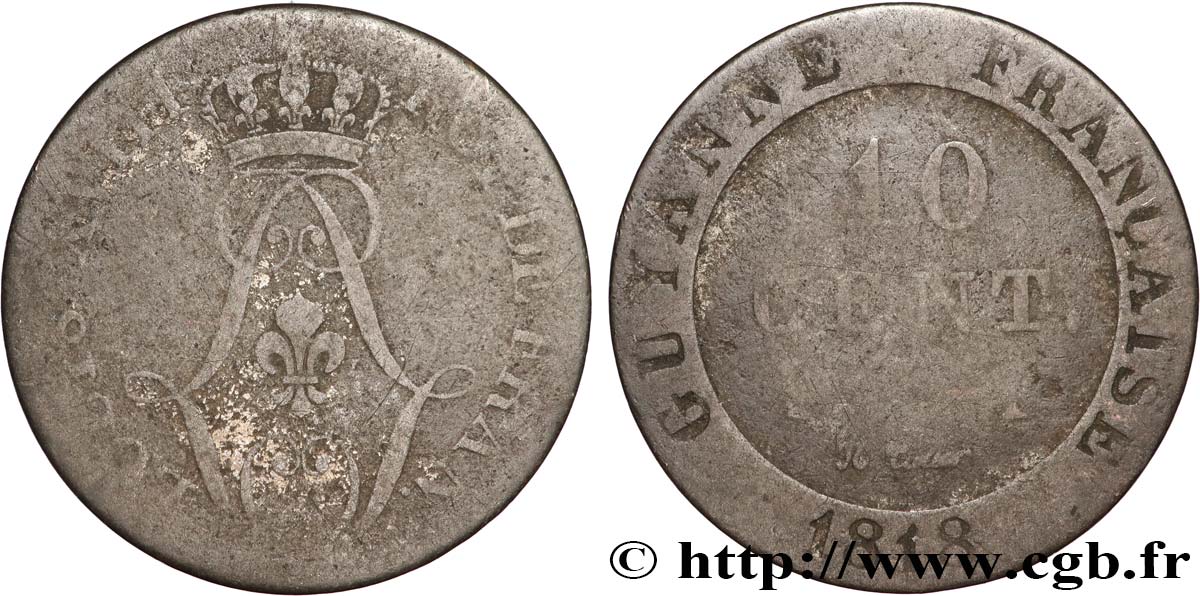 GUYANA FRANCESA 10 Centimes 1818 Paris - A RC+ 