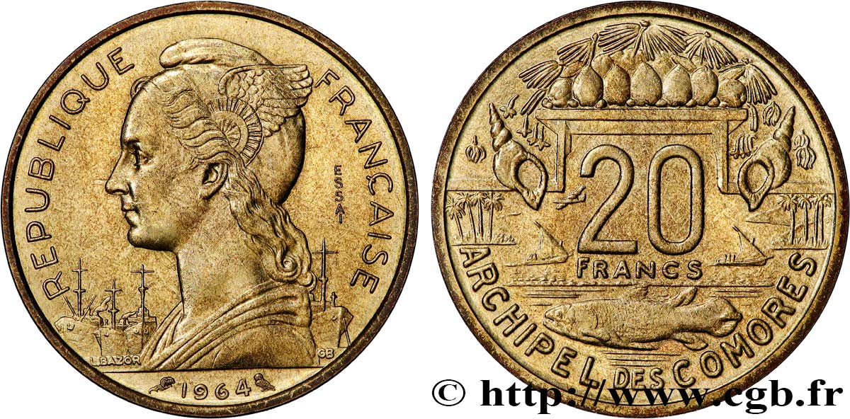 COMORAS  Essai de 20 Francs 1964 Paris SC 