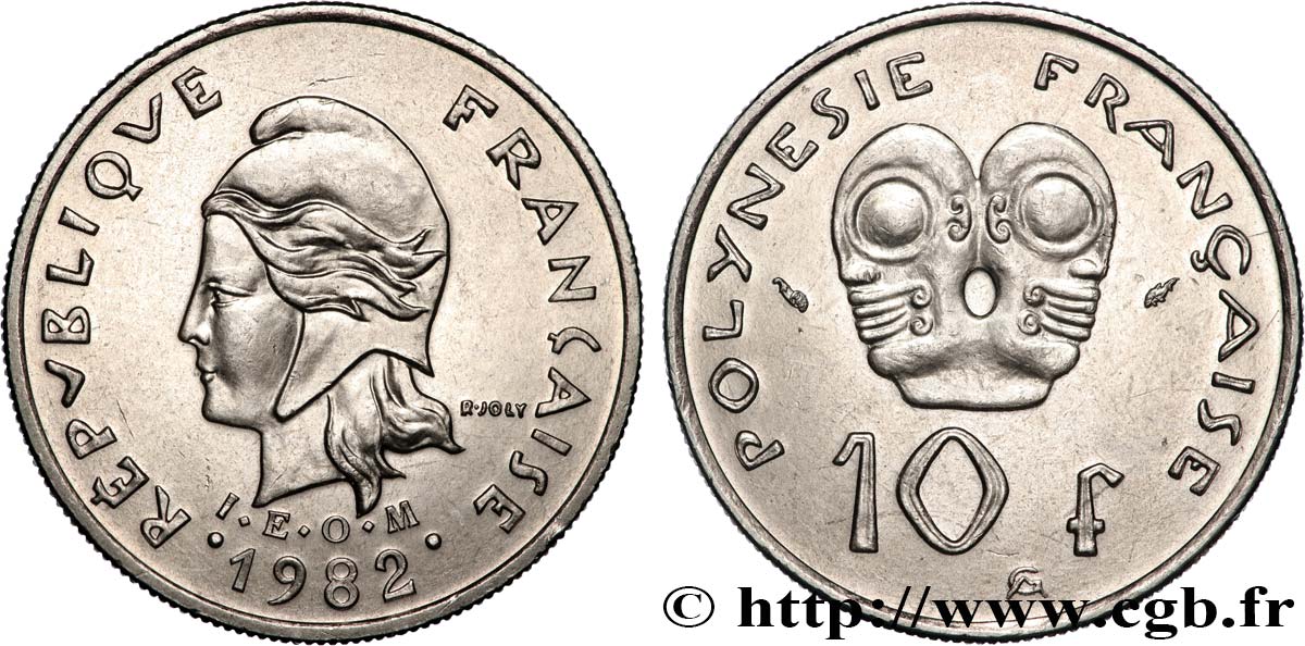 FRANZÖSISCHE-POLYNESIEN 10 Francs I.E.O.M. 1982 Paris fST 