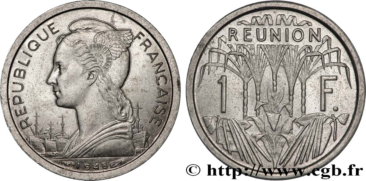 ÎLE DE LA RÉUNION 1 Franc 1948 Paris SUP 