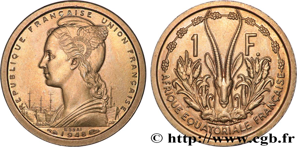 FRANZÖSISCHE EQUATORIAL AFRICA - FRANZÖSISCHE UNION Essai de 1 Franc Union Française 1948 Paris fST 