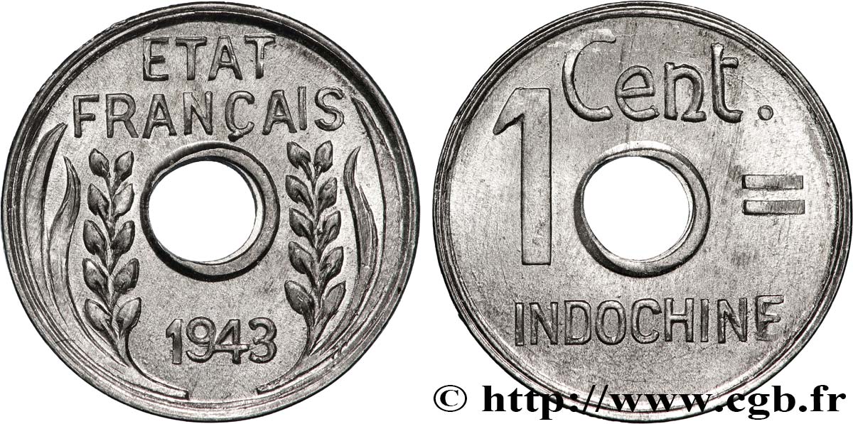 FRENCH INDOCHINA 1 Centième 1943 Hanoï MS 