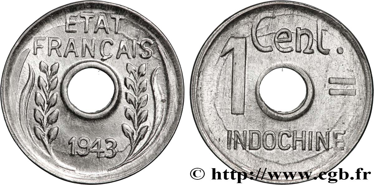 INDOCHINA 1 Centième 1943 Hanoï SC 