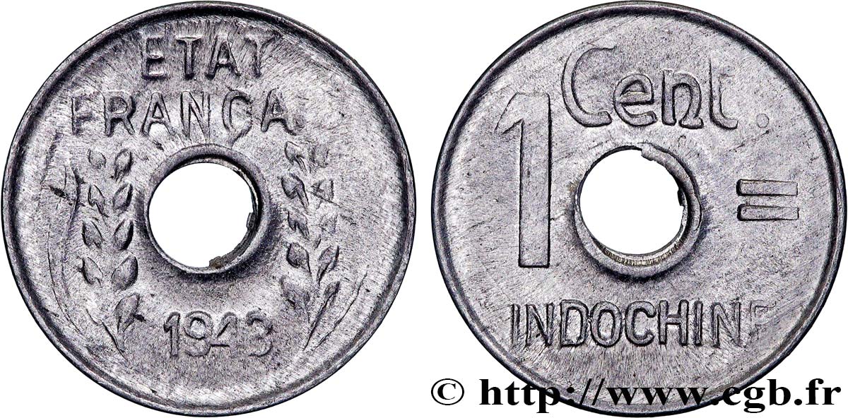 FRENCH INDOCHINA 1 Centième 1943 Hanoï MS 