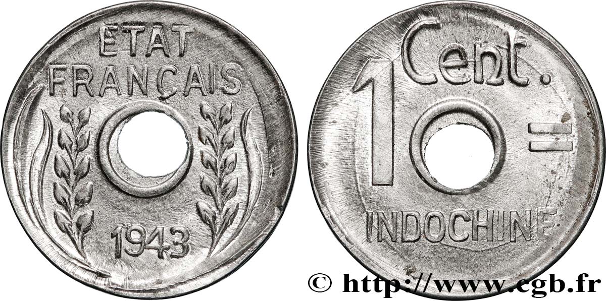 FRENCH INDOCHINA 1 Centième 1943 Hanoï MS 