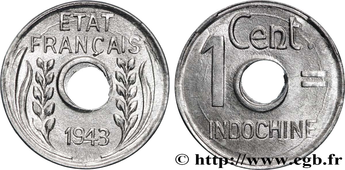 FRENCH INDOCHINA 1 Centième 1943 Hanoï MS 