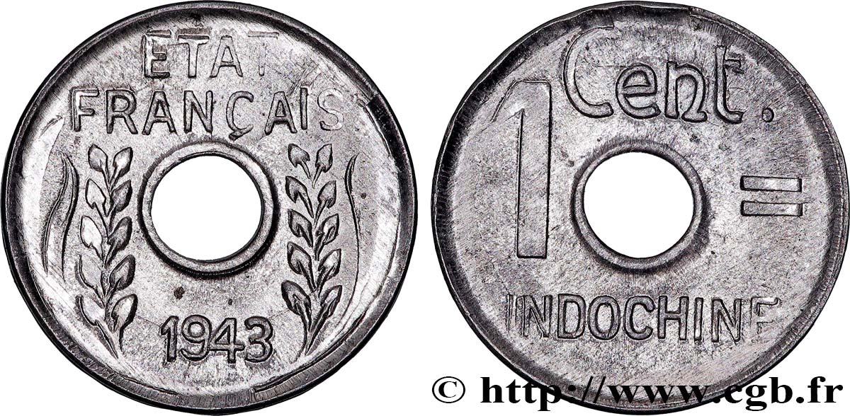 FRENCH INDOCHINA 1 Centième 1943 Hanoï MS 