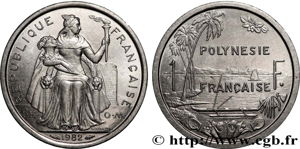 POLINESIA FRANCESA 1 Franc I.E.O.M.  1982 Paris EBC 