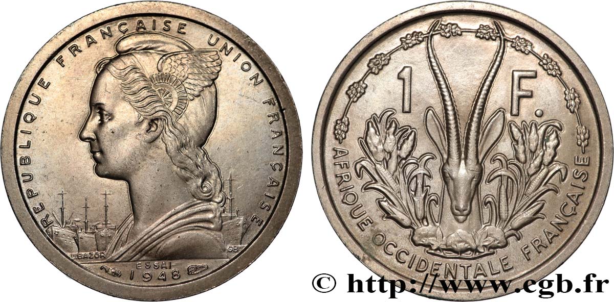 FRANZÖSISCHE WESTAFRIKA - FRANZÖSISCHE UNION Essai de 1 Franc 1948 Paris fST 