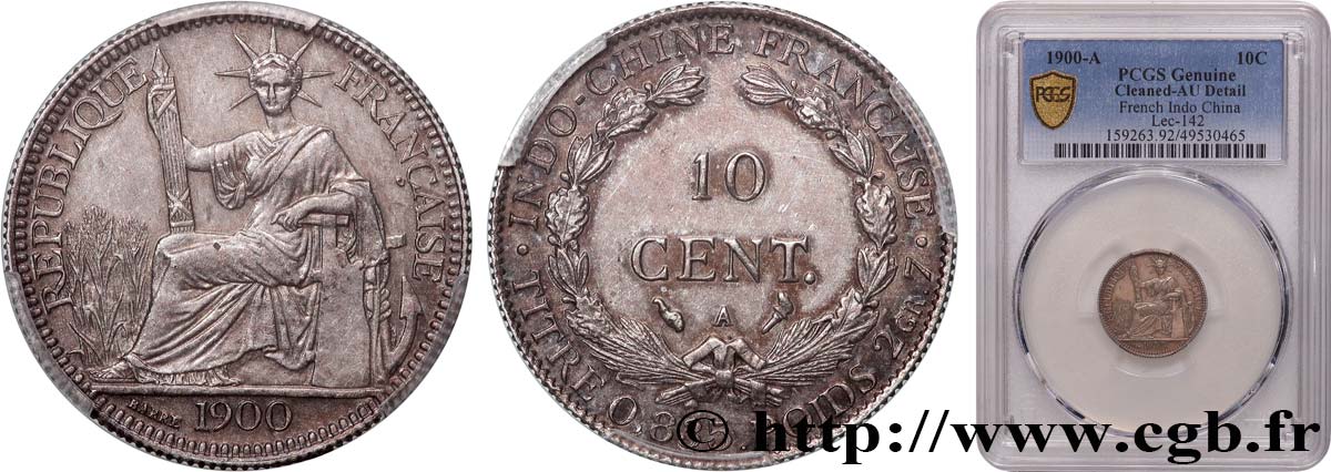 INDOCHINA 10 Centièmes 1900 Paris EBC PCGS