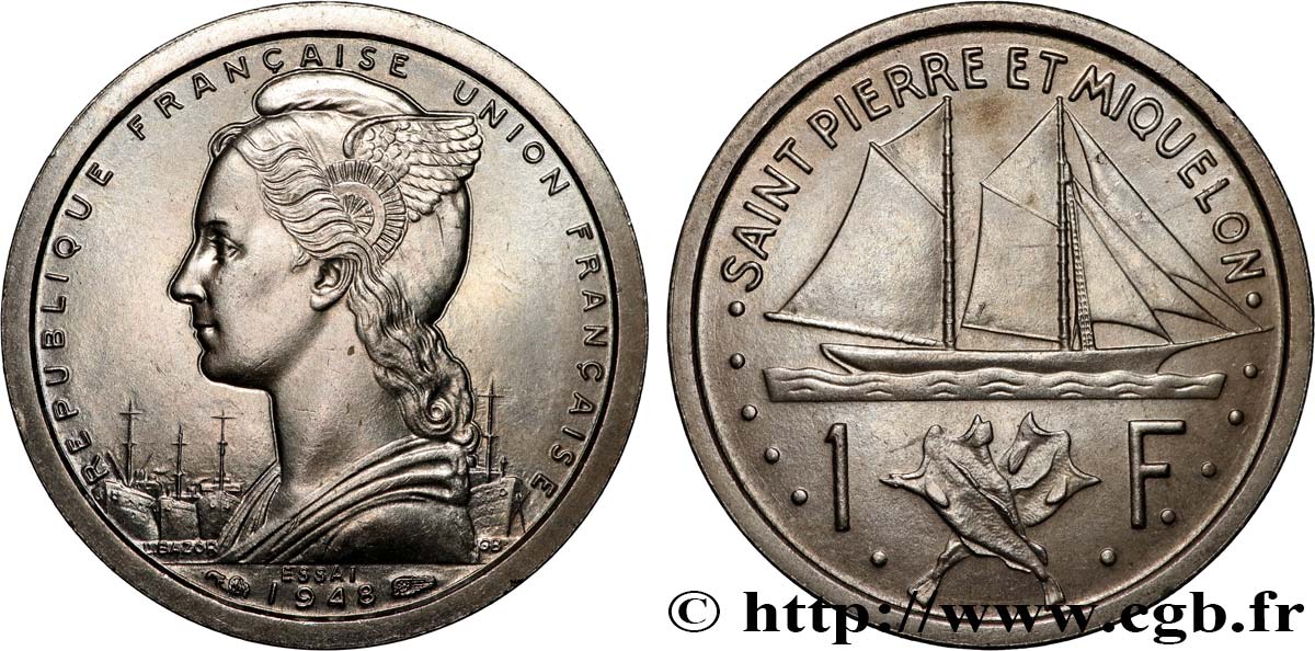 SAN PEDRO Y MIGUELóN 1 Franc ESSAI 1948 Paris SC 