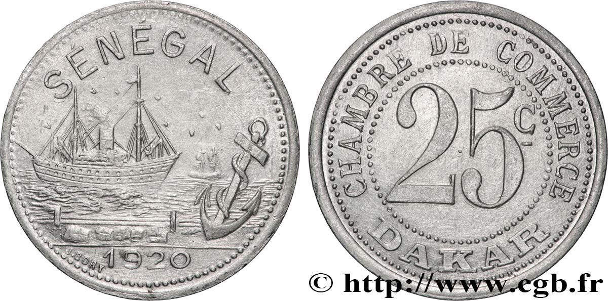 AFRIQUE FRANÇAISE - SÉNÉGAL 25 Centimes Chambre de Commerce Dakar 1920  AU 