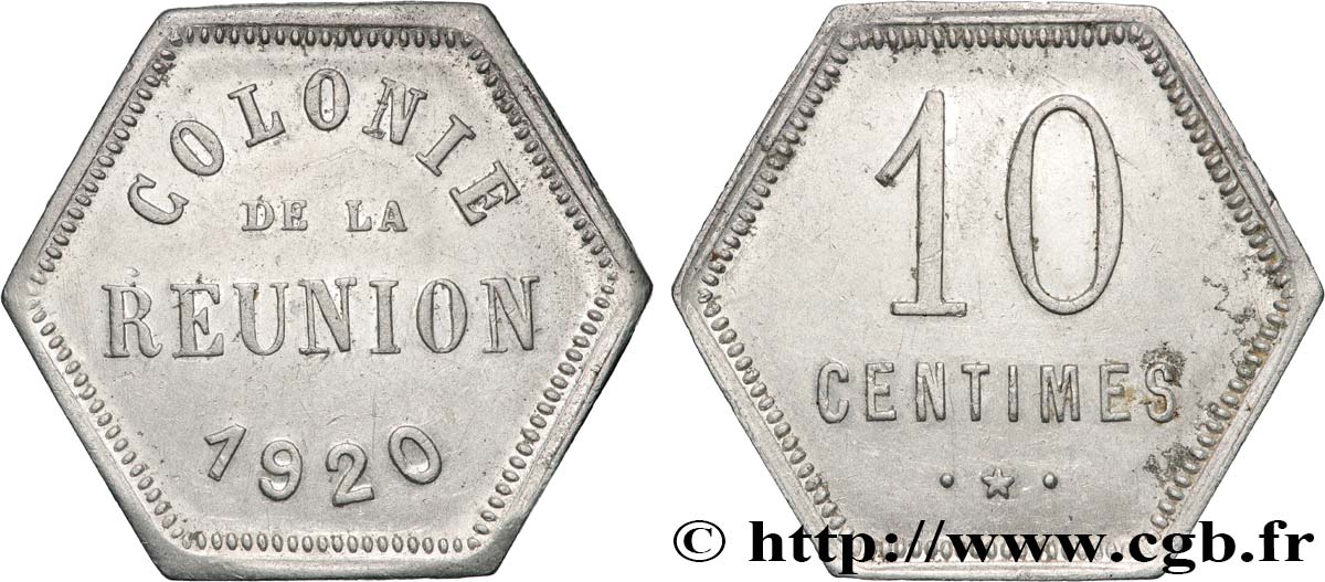 RIUNIONE - Terza Repubblica 10 Centimes  1920  SPL 