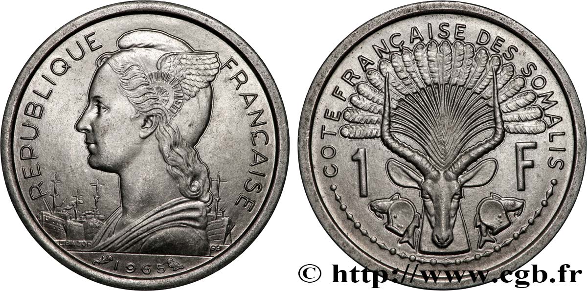 SOMALIA FRANCESA 1 Franc 1965 Paris EBC 