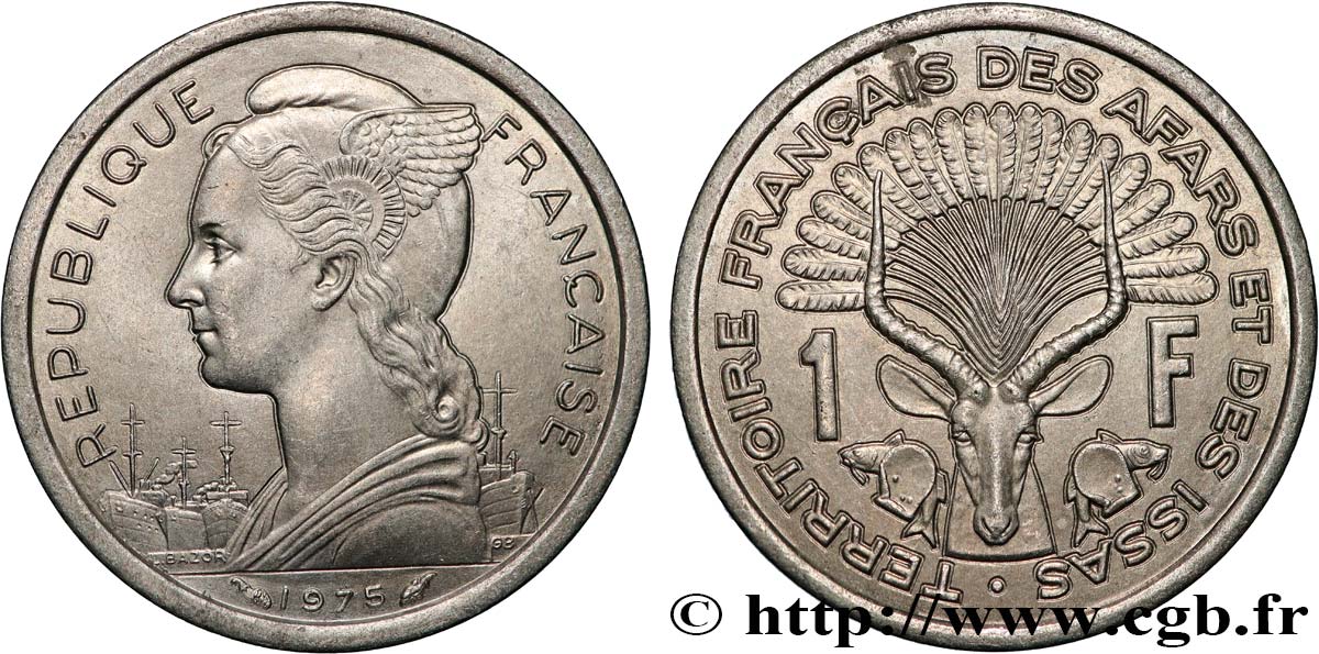 YIBUTI - Territorio Francés de los Afars e Issas 1 Franc 1975 Paris EBC 