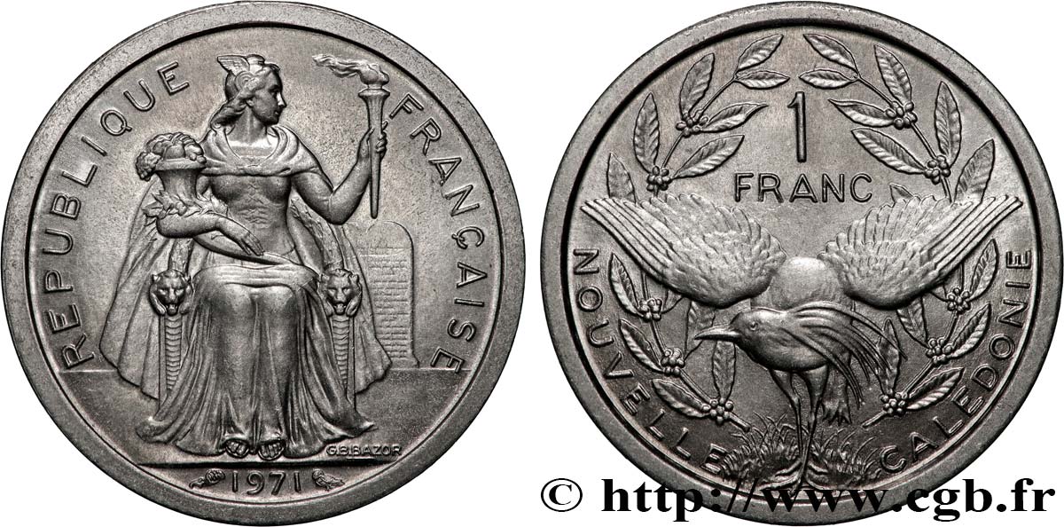 NOUVELLE CALÉDONIE 1 Franc 1971 Paris SUP 