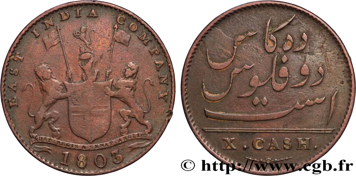 ILE DE FRANCE (MAURITIUS) X (10) Cash East India Company 1803 Madras S 