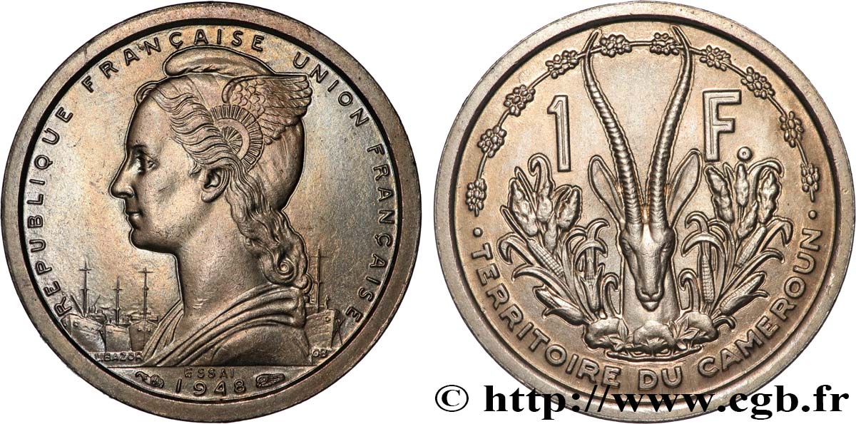 CAMERUN - UNIóN FRANCESA  Essai de 1 Franc 1948 Paris SC 