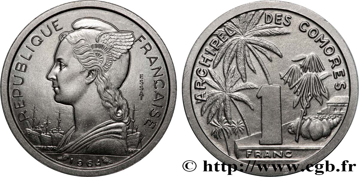 COMOROS  1 Franc ESSAI 1964 Paris MS 