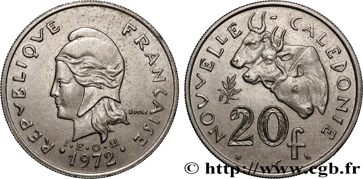 NOUVELLE CALÉDONIE 20 Francs I.E.O.M. 1972 Paris SUP 