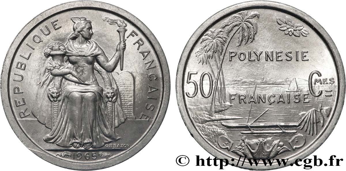 FRENCH POLYNESIA 50 Centimes 1965 Paris MS 