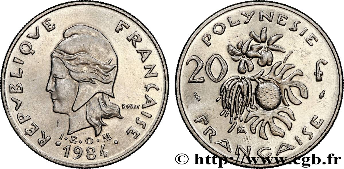 FRENCH POLYNESIA 20 Francs I.E.O.M. 1984 Paris MS 