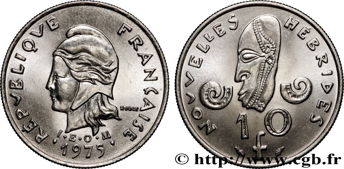 NUOVO EBRIDI (VANUATU dopo1980) 10 Francs I.E.O.M. 1975 Paris MS 