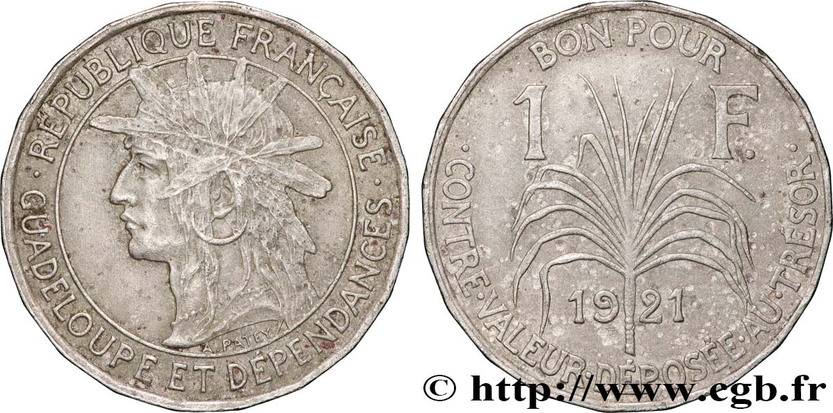 GUADELUPA Bon pour 1 Franc 1921  BB 