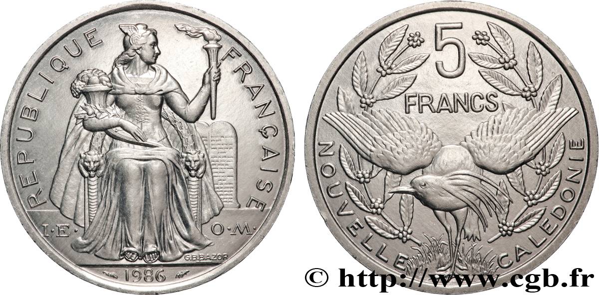 NEW CALEDONIA 5 Francs I.E.O.M. 1986 Paris MS 