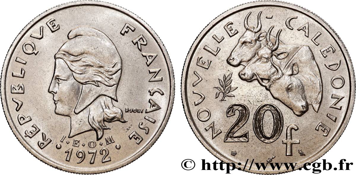 NUEVA CALEDONIA 20 Francs I.E.O.M. 1972 Paris SC 